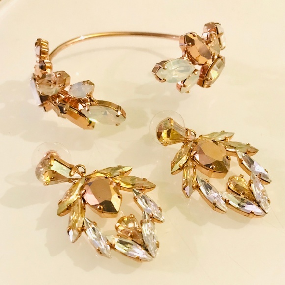 CoutureBridalStudios Jewelry - Swarovski Rose Gold Chandelier Earrings & Bracelet